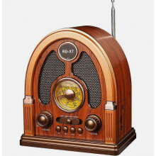 Retro tragbares Radio mit UKW, Mittelwelle und Kurzwelle, Bluetooth und Stereokopplung, Wiedergabe über USB und Speicherkarte, wiederaufladbar, für