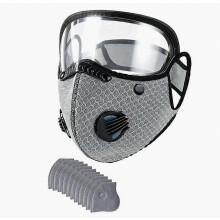Wiederverwendbare Staubmaske mit Schutzbrille, 5-lagige Filterung und 10 austauschbaren Filtern für Holzarbeiten, Bau und Radfahren
