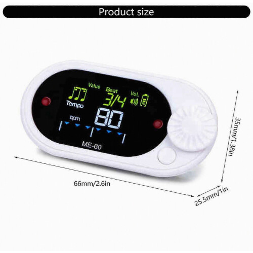 Quiet Trainer Adjustable Beat Metronome with Back Clip and Timer for Sports Training, White, Fast Setting 2