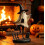 Witch Hat Figurine with Pumpkin Lantern Table Ornament, Retro Desktop Decor for Home Holiday Indoor Display 2