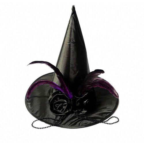 Halloween Witch Hat, Black Wizard Cap for Halloween Party, Cosplay Costume Accessory 1