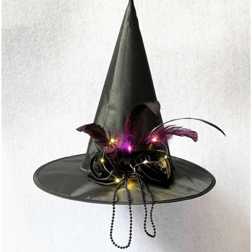 Halloween Witch Hat, Black Wizard Cap for Halloween Party, Cosplay Costume Accessory 2