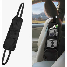 2-Pack Car Seat Storage Hanging Bag, Multi-Pocket Seat Side Organizer, Multifunctional Mesh Pocket for Mobile Phone, Wallet, Glasses, Blac