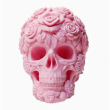 Teschio con rosa stampato in 3D, stile gotico, decorazione per Halloween e idea regalo per amanti del gotico, nero e rosso