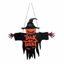 Puisesta ovikyltti kurpitsasta ja variksenpelättimestä, noita halloween-juhliin, sisä- ja ulkokäyttöön