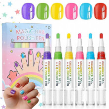 Abziehbarer Nagellackstift für Kinder, Set mit 6 Farben, je 5 ml, bunt, leicht aufzutragen, für zu Hause und Spielspaß