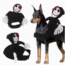 Disfraz de caballero demonio para mascotas para Halloween, atuendo divertido con muñeco para perros y gatos, talla M