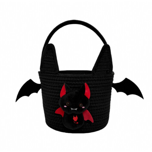 Woven Storage Basket with Bat Pattern, Decorative Container for Candy, Gifts, and Everyday Item Organization