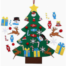 DIY vilten kerstboomset voor kinderen, wandhanger met afneembare versieringen, 26-delig, kerstdecoratie voor thuis en feestdagen