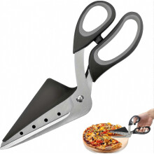 Ciseaux à pizza 2 en 1 en acier inoxydable alimentaire avec poignée souple, outil de cuisine multifonction pour couper et servir