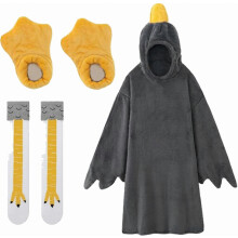 Eend onesie, draagbare gansdeken hoodie onesie met mouwen en voetbedekking, grappige gans pyjama voor volwassenen en kinderen, dikke en warme nachtj