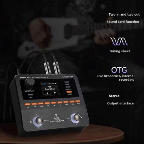 Digital Multi Effects Processor for Electric Guitar, Bluetooth Bass, Drum Machine, Internal Recording Pedal