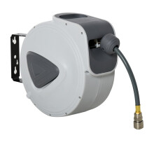 Retractable Air Hose Reel, Wall Mount Auto Rewind Hose- Reel, 15m+ 140cm Diameter 3/ 8" 9.5mm, Connector 1/ 4" BSP, Grey