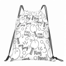 Ping Pong Paddle with "Ping Pong!" Hand-Drawn Graffiti Drawstring Bag, Gym/Court/Training/Travel/Cycling, Yoga/Daily Out-Uwers