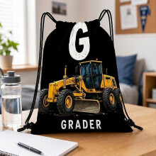 Main Element: Yellow Table Tennis Racket, "G" Letter And "GRADER" Slogan Drawstring Pouch, Gym/Court/Training/Travel/Cyc-Uwers