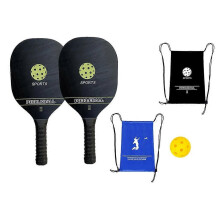 (Set 3) Wooden Pickleballs Rackets Set Lightweight Poplar Ergonomic Portable Bundle Wood