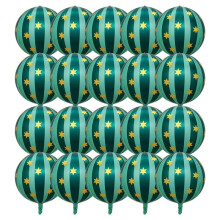 20 PCS Carnival Balloons Circus Balloons 22 Inch Striped Star Foil Balloon for Theme Party Decorations Green