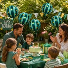 20 PCS Carnival Balloons Circus Balloons 22 Inch Striped Star Foil Balloon for Theme Party Decorations Green