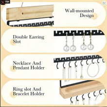 Hanging Jewelry Organizer,5-Tier Wall Earring Holder,Jewelry Rack Wall Mounted for Earrings,Necklaces,Bracelets and