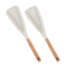 (D) Heat Resistant Silicone Spatula - with Wood Handle - for Cooking Mixing Baking