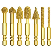 7-Delige Set Diamantslijpkoppen voor Solderen, Slijpen, Roteren, Metaalfrezen, Keramische Tegels, Steenpolijsten en Graveren