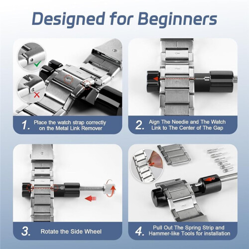 Watch Link Removal Tool, Watch Strap Tool Kit, Watch Bracelet Adjustment and Replacement Tool,Mounting Tools 2