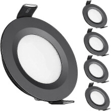 12V LED Recessed Ceiling Lights, Dimmable Downlights for Campervan Boat Motorhome Caravan - 4 Pack, Warm White 3200K (Black)