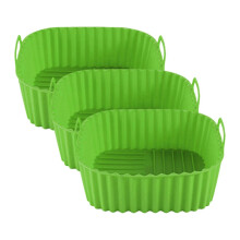 (3pcs, Green) Silicone Air Fryer Pan – Non Stick with Handles – for Even Cooking