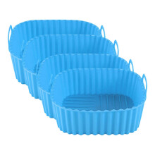 (4pcs, Blue) Silicone Air Fryer Pan – Non Stick with Handles – for Even Cooking