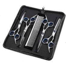 Professional Dog Grooming Scissors 4PCs, Stainless Steel Shears with Storage Bag & Adjustable Blades