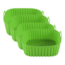 (4pcs, Green) Silicone Air Fryer Pan – Non Stick with Handles – for Even Cooking