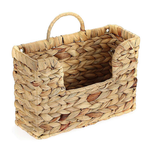 Water Hyacinth Wall Basket – Rustic Wicker – for Magazine Storage