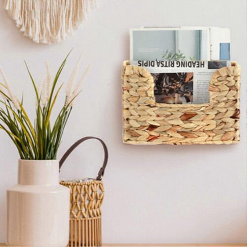 Water Hyacinth Wall Basket – Rustic Wicker – for Magazine Storage 2