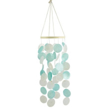 (Mint green) Natural Shell Wind Chimes Outdoor Garden Decor, Handmade Eco-Friendly Wood Hanging Windchimes for Balcony, Patio