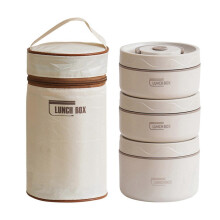 (Triple Layer, White) Insulated Lunch Box Set – Stackable Tiers – for Work Travel