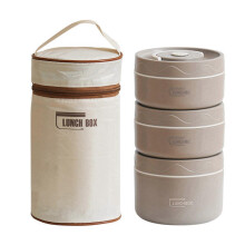 (Triple Layer, Coffee) Insulated Lunch Box Set – Stackable Tiers – for Work Travel