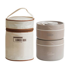 (Dual Layer, Coffee) Insulated Lunch Box Set – Stackable Tiers – for Work Travel
