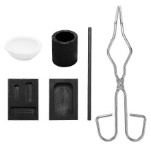 Graphite Crucible Kit for Metal Melting, 6-Piece Set with Tongs, Stirring Rod & Melting Bowls