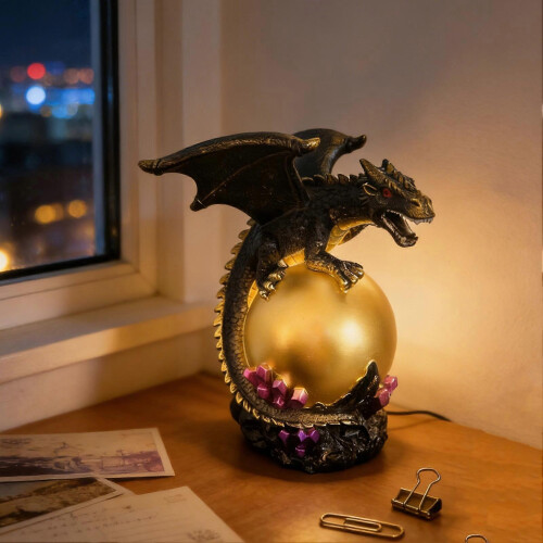 (C) Gothic LED Desk Lamp – Raven Moonlight Design – for Halloween Decor 1
