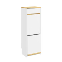 SoBuy Müllschrank mit Fußpedal & Mülltrennung, Weiß