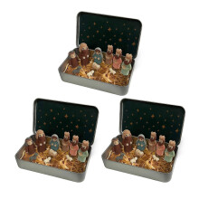 (3pcs B) Mini Nativity Scene in Tin Box - Handcrafted Pocket Size - for Christmas Table Decor