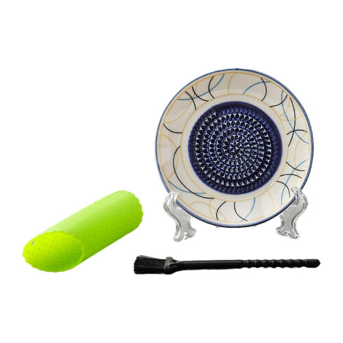 (E) Garlic Grater Plate – Ceramic Multi-Functional Grinding Bowl for Kitchen