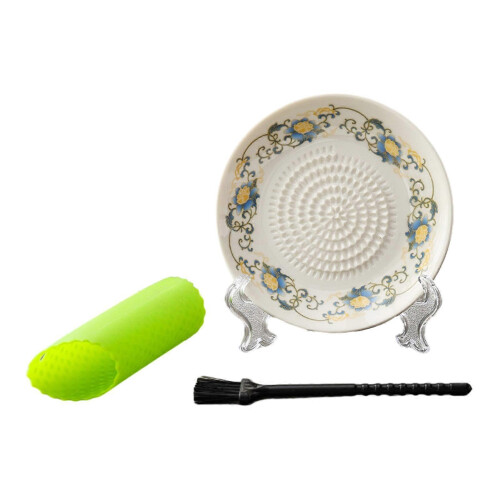(D) Garlic Grater Plate – Ceramic Multi-Functional Grinding Bowl for Kitchen