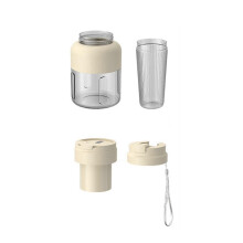 (Beige 2) Cordless Juicer Cup – 800ml 38 Blades & Straw Lid – for Smoothies Ice Crushing Travel