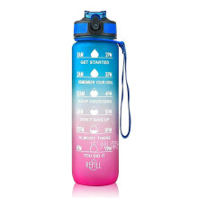 1L Motivational Water Bottle with Straw, Leakproof Flip Top & Time Marker - BPA-Free Sports Water Bottle for Fitness