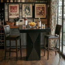 Tribesigns High Top Table, 31.5-Inch Square Bar Height Table with Pedestal for Home, Kitchen Pub Small Indoor Bar Counter, Black