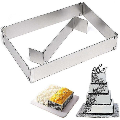 Adjustable Stainless Steel Baking Frame with Dividers, Cake Decorating Ring