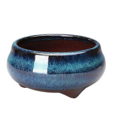 (Style 20) Stoneware Bonsai Pots with Drainage Holes Chinese Style Ceramic Planters for Indoor Plants