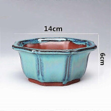 (Style 1) Stoneware Bonsai Pots with Drainage Holes Chinese Style Ceramic Planters for Indoor Plants