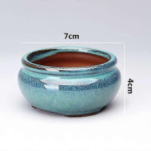(Style 4) Stoneware Bonsai Pots with Drainage Holes Chinese Style Ceramic Planters for Indoor Plants
